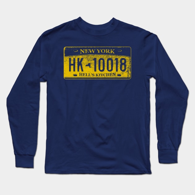 Hell's Kitchen Zip Code 10018 (New York License Plate) Long Sleeve T-Shirt by UselessRob